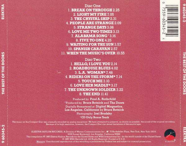 The Best Of The Doors (2xCD) | Near Mint (NM) Near Mint (NM) - ROCK / USED *NEAR MINT*