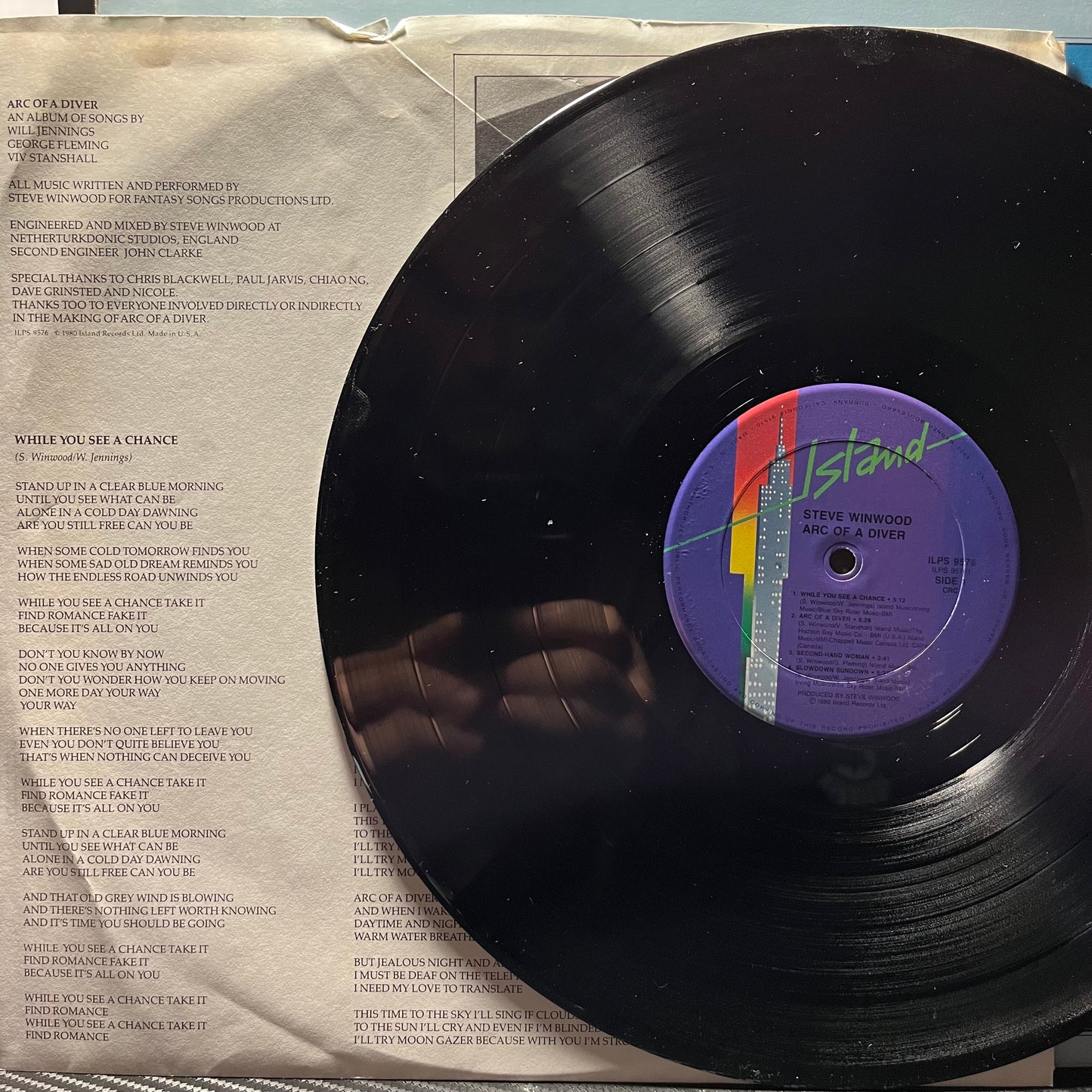 Steve Winwood - Arc Of A Diver | Near Mint (NM) Near Mint (NM) - ROCK / USED *NEAR MINT*