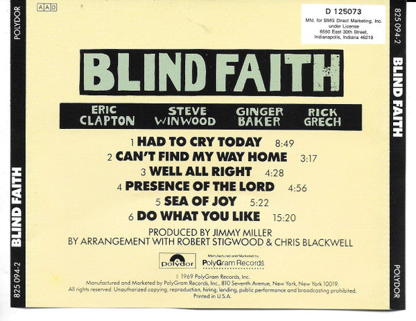 Blind Faith (CD) | Near Mint (NM) Near Mint (NM) - ROCK / USED *NEAR MINT*