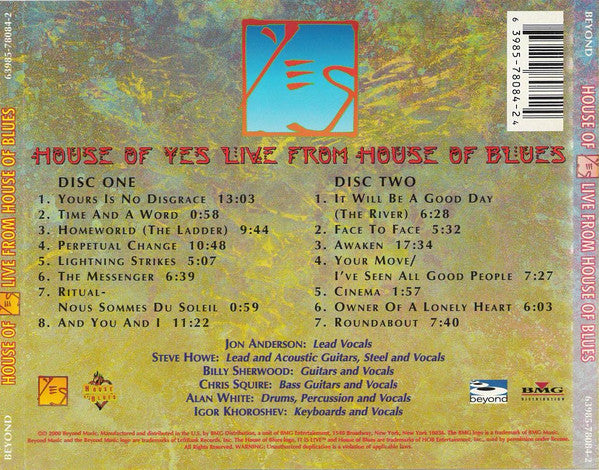 Yes - House Of Yes. Live From House Of Blues (2XCD) | Near Mint (NM) Near Mint (NM) - ROCK / USED *NEAR MINT*