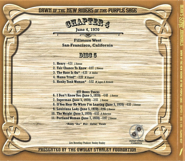 Bear's Sonic Journals: Dawn Of The New Riders Of The Purple Sage (4xCD BOX) | Near Mint (NM) Excellent+ (EX+) - ROCK / USED *NEAR MINT*