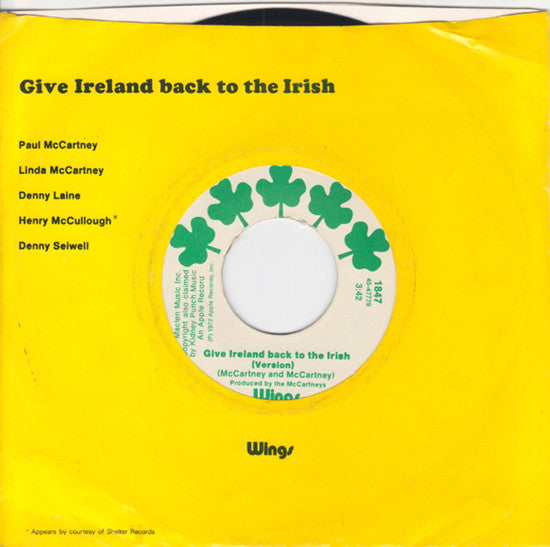 Give Ireland Back To The Irish (7" VINYL) | Near Mint (NM or M-) Very Good Plus (VG+) - ROCK / USED *NEAR MINT*