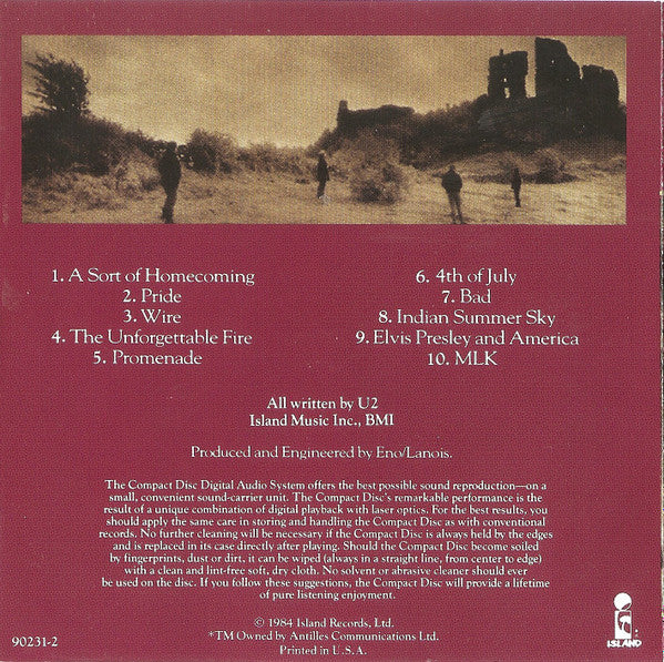 The Unforgettable Fire (CD) | Near Mint (NM) Near Mint (NM) - ROCK / USED *NEAR MINT*