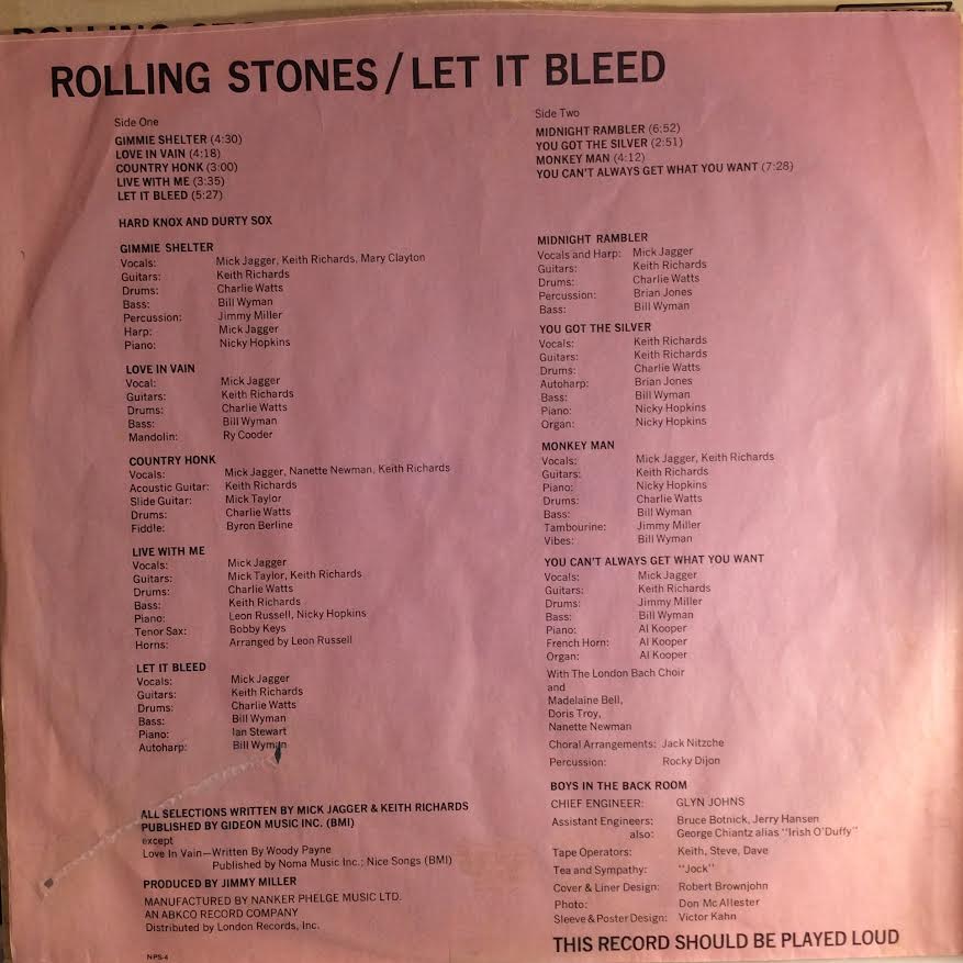 Let It Bleed (VINYL) | Very Good Plus (VG+) Very Good Plus (VG+) - ROCK / USED *VERY GOOD+*
