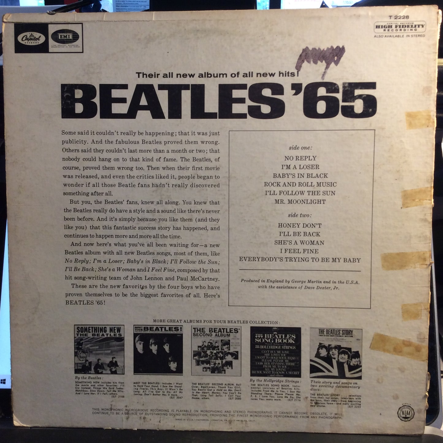 Beatles '65 (VINYL) | Very Good Plus (VG+) Very Good (VG) - ROCK / USED *VERY GOOD+*