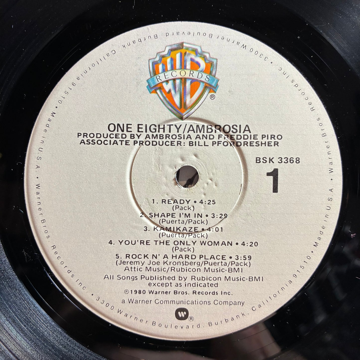 One Eighty (VINYL) | Very Good Plus (VG+) Very Good Plus (VG+) - ROCK / USED *VERY GOOD+*