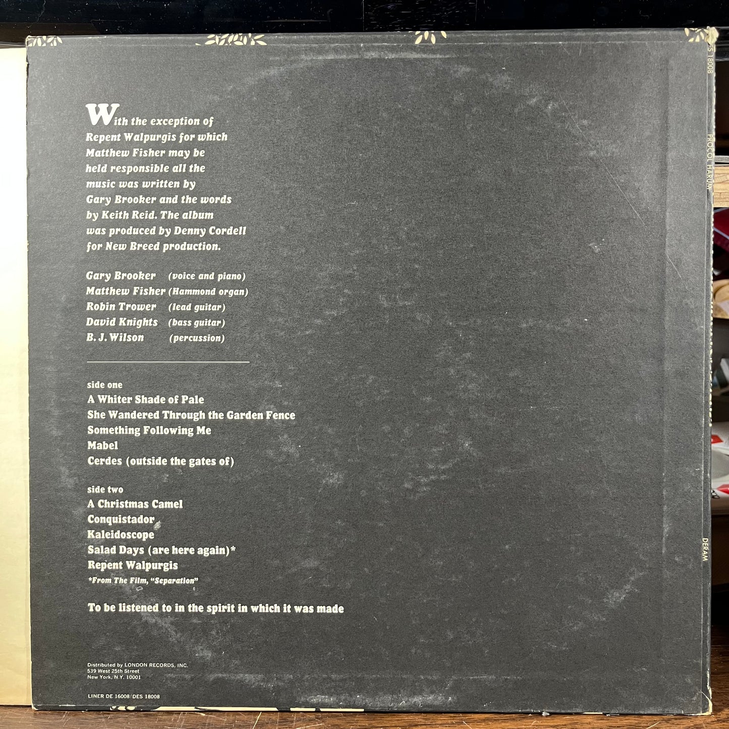Procol Harum (VINYL) | Very Good Plus Plus (VG++) Excellent+ (EX+) - ROCK / USED *VERY GOOD++*