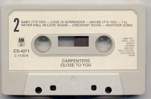 Carpenters - Close To You (CASSETTE) | Very Good Plus (VG+) Excellent (EX) - ROCK / USED *VERY GOOD+*