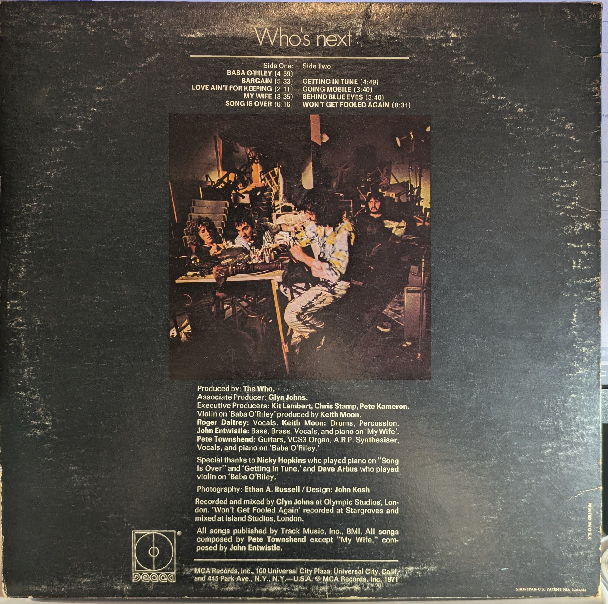 Who's Next (VINYL) | Very Good (VG) Very Good Plus (VG+) - ROCK / USED *VERY GOOD*