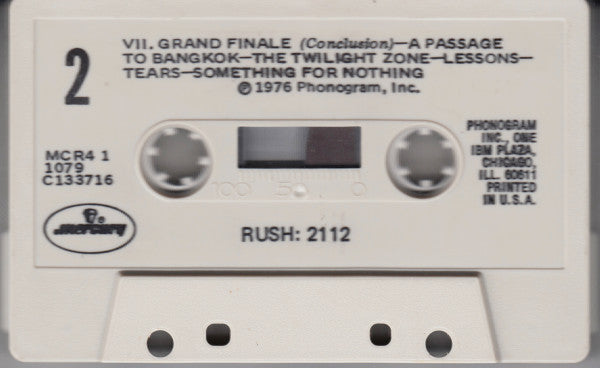 Rush - 2112 (CASSETTE) | Very Good (VG) Excellent (EX) - ROCK / USED *VERY GOOD*