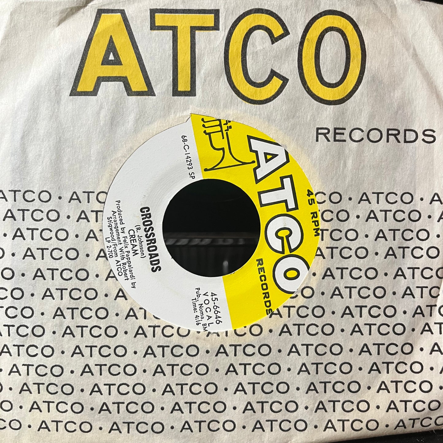 Cream - Crossroads / Passing The Time (VINYL 7" ATCO 45-6646 1969) | Near Mint (NM or M-) Near Mint (NM) - ROCK / USED *NEAR MINT*