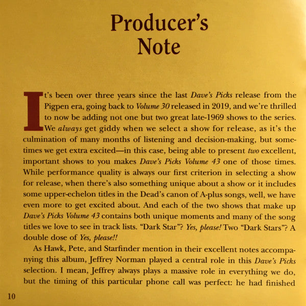 Dave's Picks, Volume 43 (3xCD)(San Francisco, 11/2/69 • Dallas, 12/26/69) | Mint (M) Near Mint (NM) - ROCK