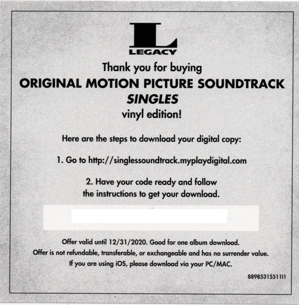 Singles - Original Motion Picture Soundtrack (VINYL) | - SOUNDTRACK *W CD*