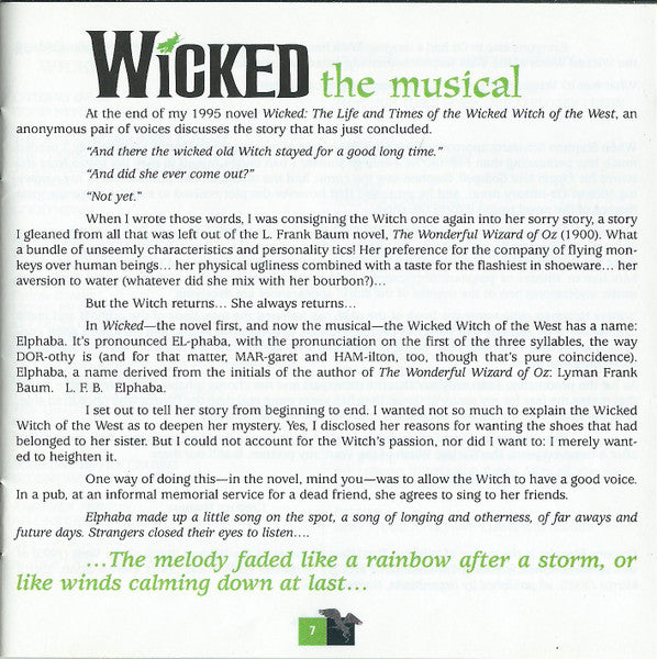Wicked (Original Broadway Cast Recording) (CD) | Mint (M) Mint (M) - SOUNDTRACK *SEALED*