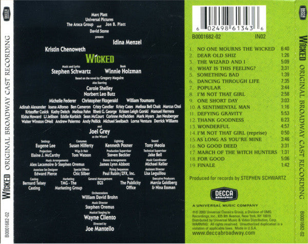 Wicked (Original Broadway Cast Recording) (CD) | Mint (M) Mint (M) - SOUNDTRACK *SEALED*