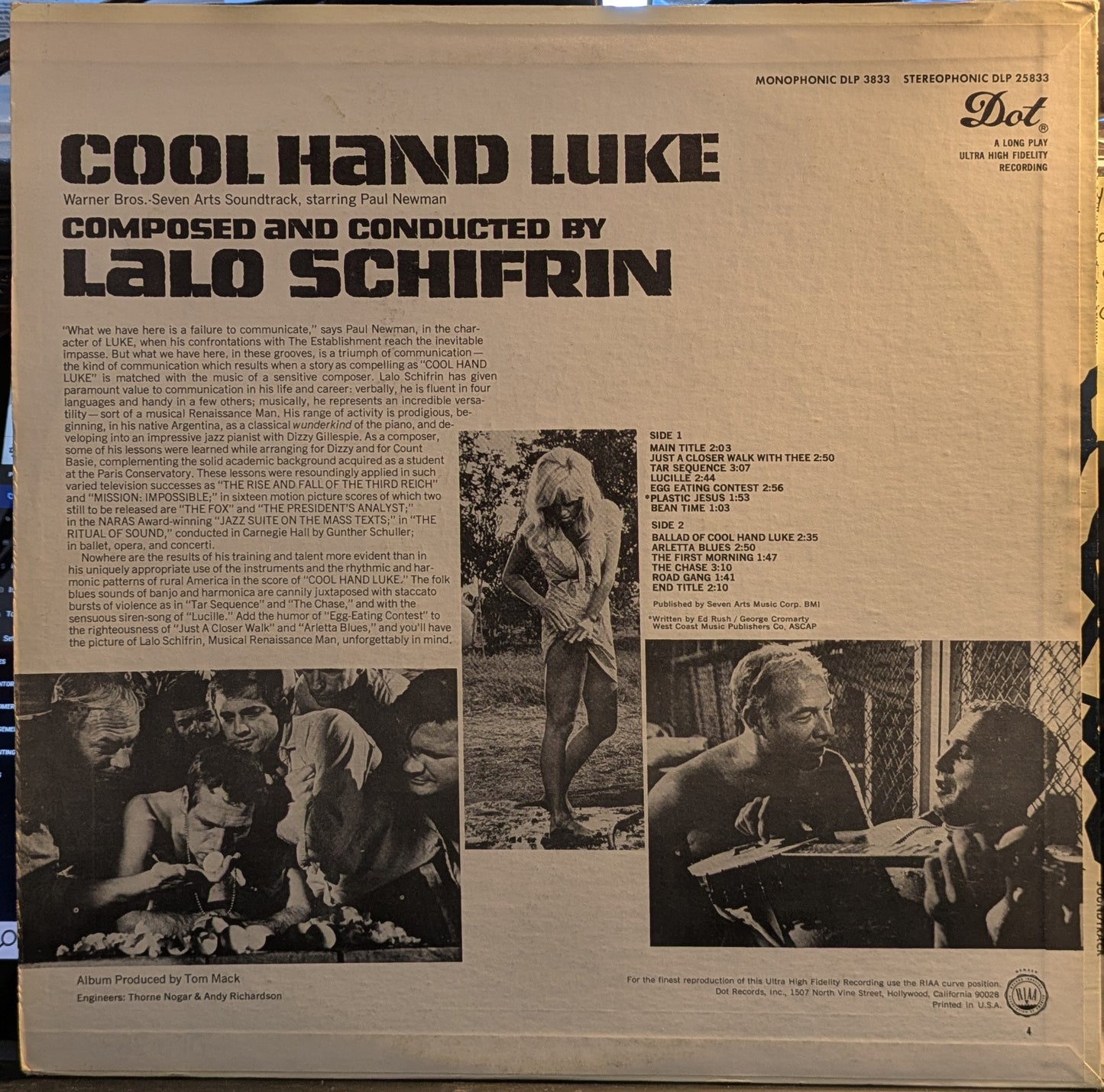 Cool Hand Luke - Original Soundtrack Recording (VINYL) | Excellent (EX) Near Mint (NM) - SOUNDTRACK / USED *EXCELLENT*