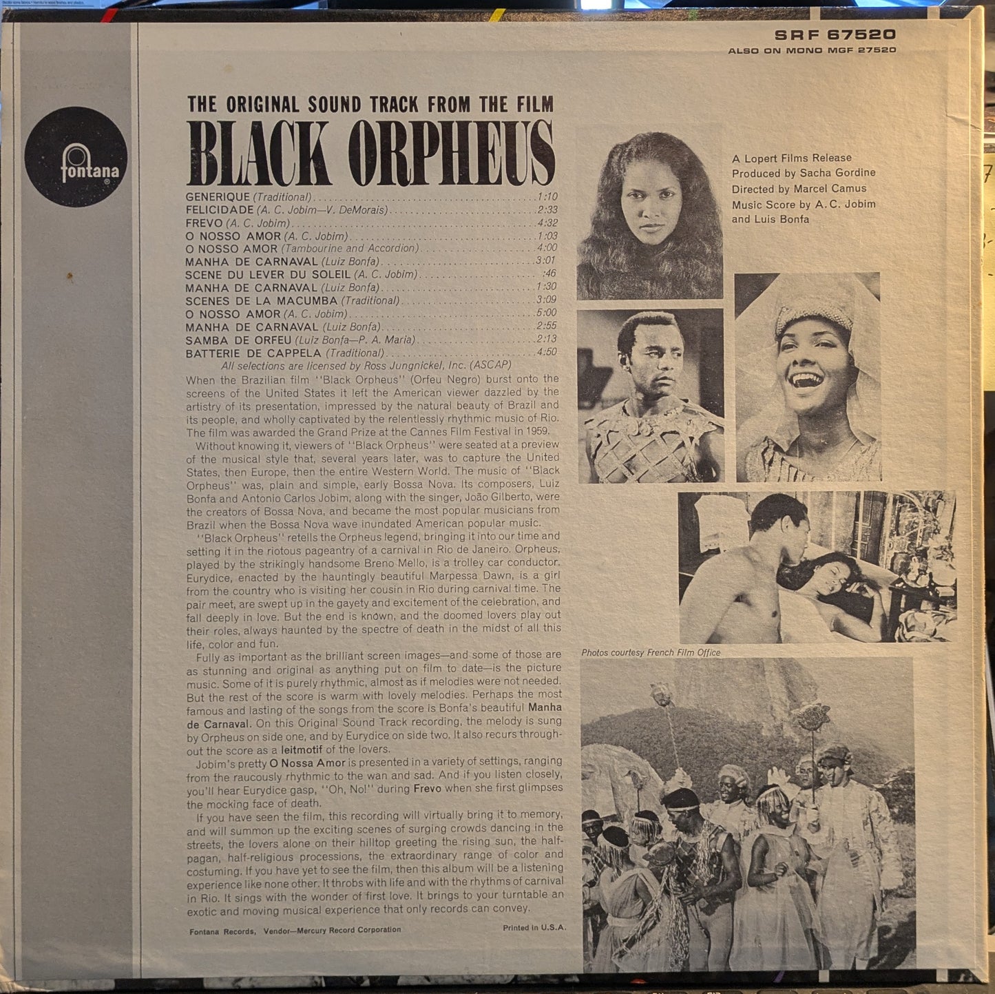 The Original Sound Track From The Film Black Orpheus (VINYL) | Near Mint (NM) Excellent (EX) - SOUNDTRACK / USED *NEAR MINT-*