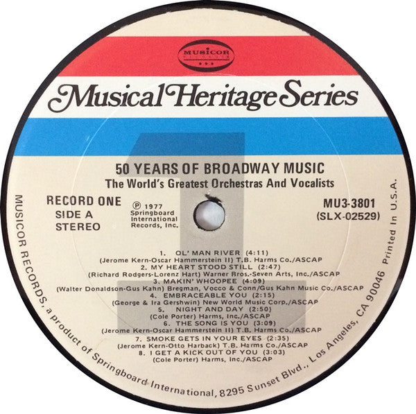 The World's Greatest Orchestras And Vocalists 50 Years Of Broadway Music 3XLP BOX Near Mint (NM or M-) Near Mint (NM or M-)