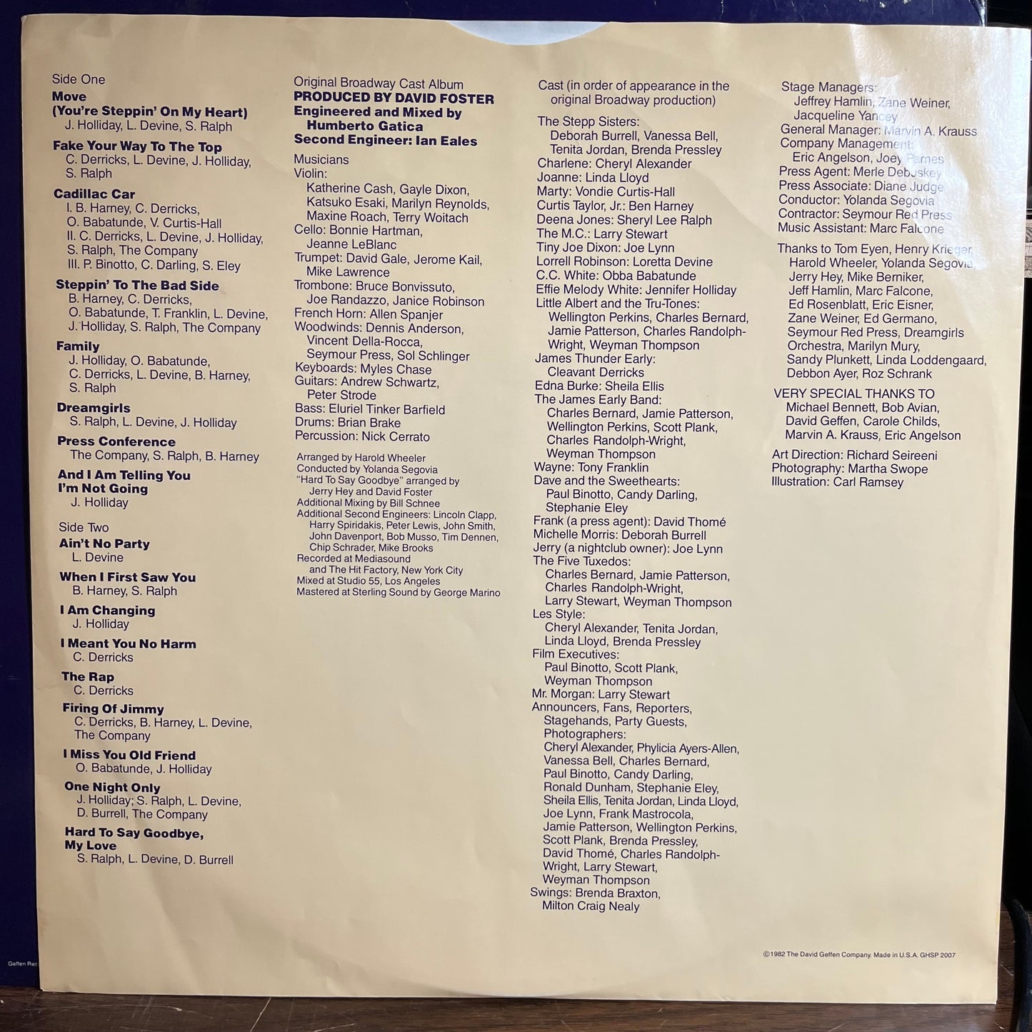 Dreamgirls Original Broadway Cast Album (VINYL) | Near Mint (NM) Excellent (EX) - SOUNDTRACK / USED *NEAR MINT*