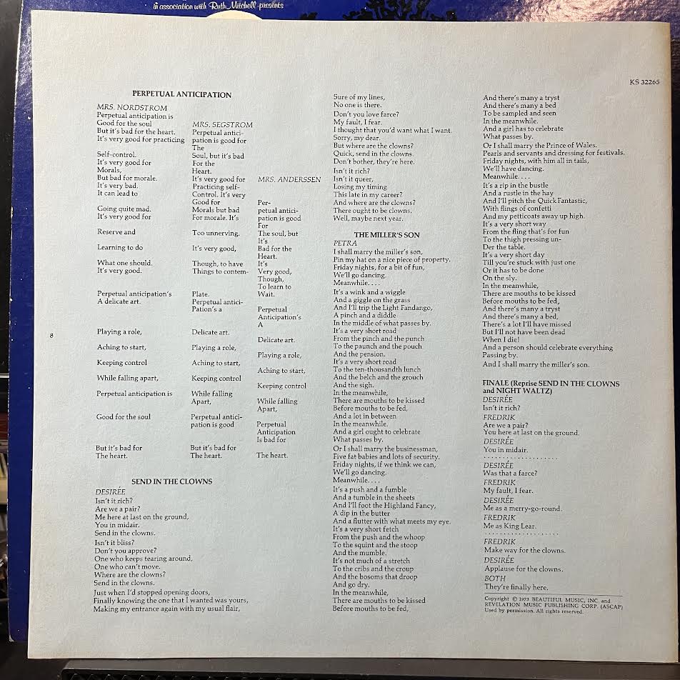 A Little Night Music (Original Broadway Cast Album) (VINYL) | Near Mint (NM) Near Mint (NM) - SOUNDTRACK / USED *NEAR MINT*