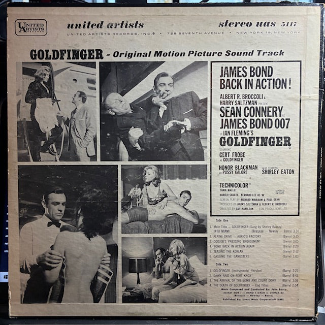 Goldfinger (Original Motion Picture Sound Track) (VINYL) | Very Good Plus (VG+) Very Good (VG) - SOUNDTRACK / USED *VERY GOOD+*