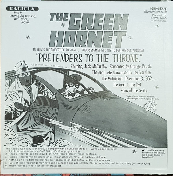 No Artist The Green Hornet: "The Corpse That Wasn't There!" *SEALED* LP Mint (M) Near Mint (NM or M-)