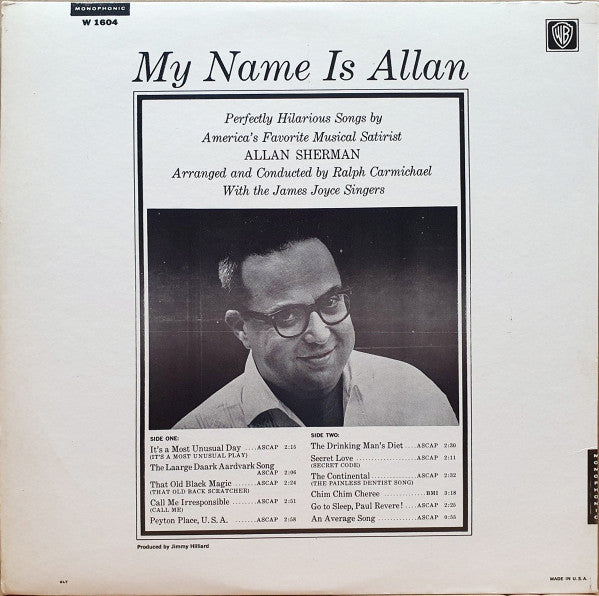 My Name Is Allan: Allan Sherman Sings Great Movie Hits & Songs From The Cutting Room Floor (VINYL) | Mint (M) Near Mint (NM) - SPOKEN WORD *SEALED*