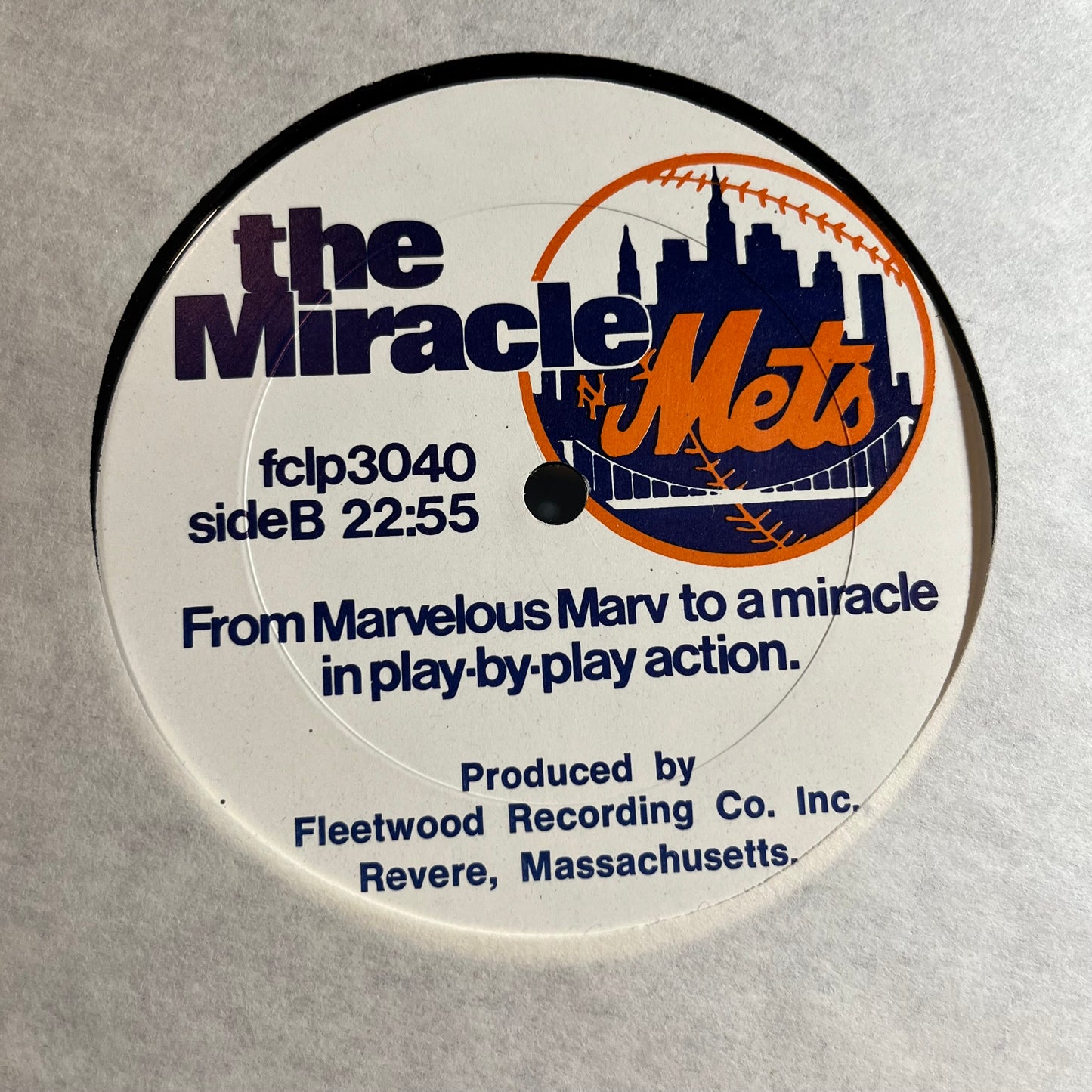 The Miracle Mets - From Marvelous Marv To A Miracle In Play-By-Play Action (VINYL) | Near Mint- (NM-) Excellent (EX) - SPOKEN WORD / USED *NEAR MINT-*