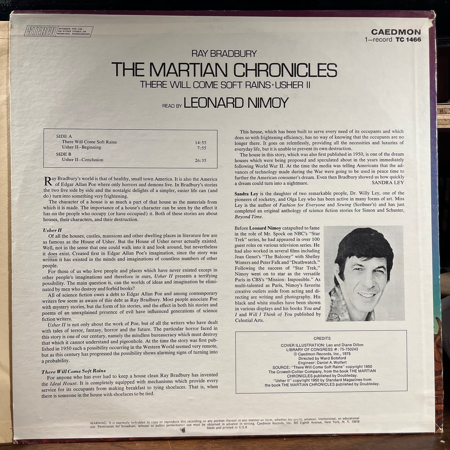 The Martian Chronicles: There Will Come Soft Rains - Usher II (VINYL) | Near Mint (NM) Very Good Plus Plus (VG++) - SPOKEN WORD / USED *NEAR MINT*