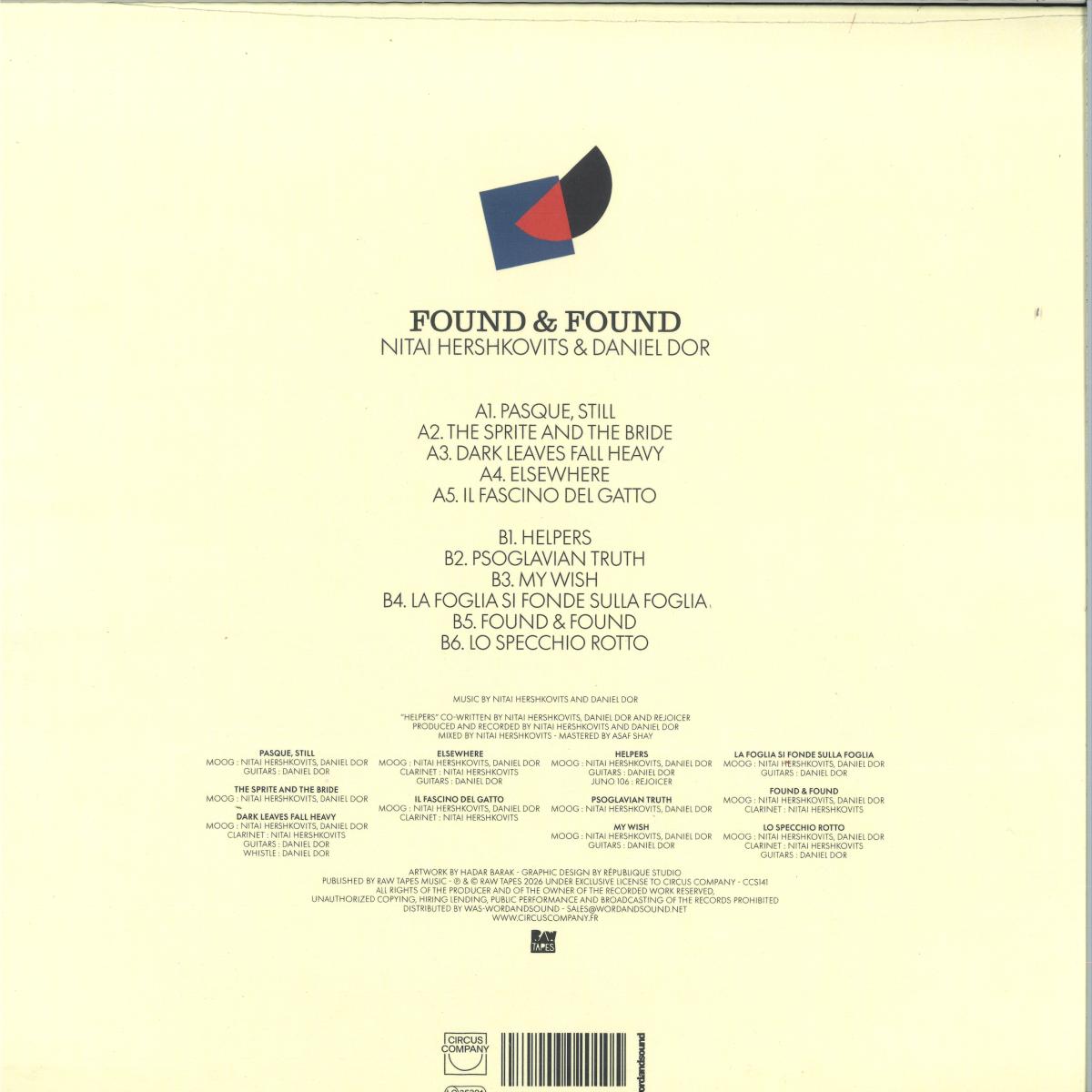 Nitai Hershkovits & Daniel Dor - Found & Found (VINYL LP Circus Company) | NEW Mint (M) Mint (M) - SYNTH-POP *NEW*