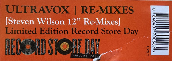 Ultravox - Re-mixes (Steven Wilson 12" Re-Mixes) | Mint (M) Mint (M) - SYNTH-POP *SEALED/RSD*