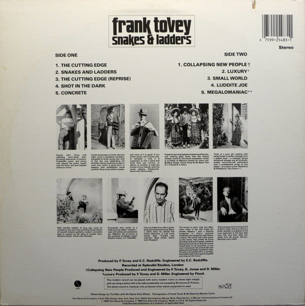 Frank Tovey Snakes & Ladders *SRC* LP Excellent (EX) Excellent (EX)