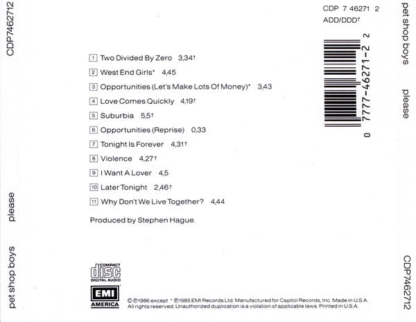 Please (CD) | NEAR MINT MINUS (NM-) Near Mint- (NM-) - SYNTH-POP / USED *NEAR MINT-*