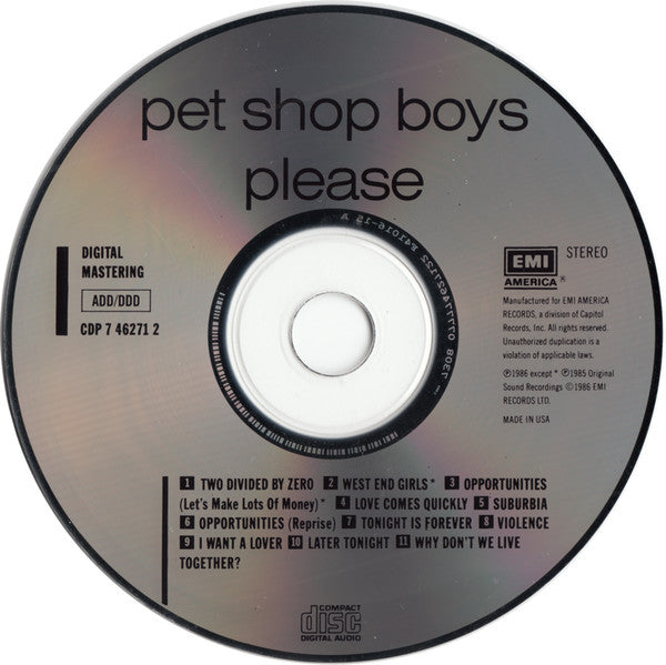 Please (CD) | NEAR MINT MINUS (NM-) Near Mint- (NM-) - SYNTH-POP / USED *NEAR MINT-*