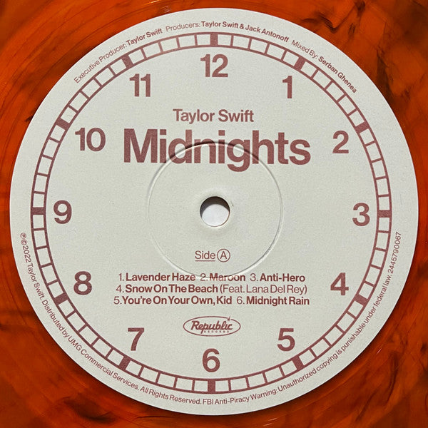 Taylor Swift Midnights Republic Records LP, Album, S/Edition, Blo Mint (M) Mint (M)