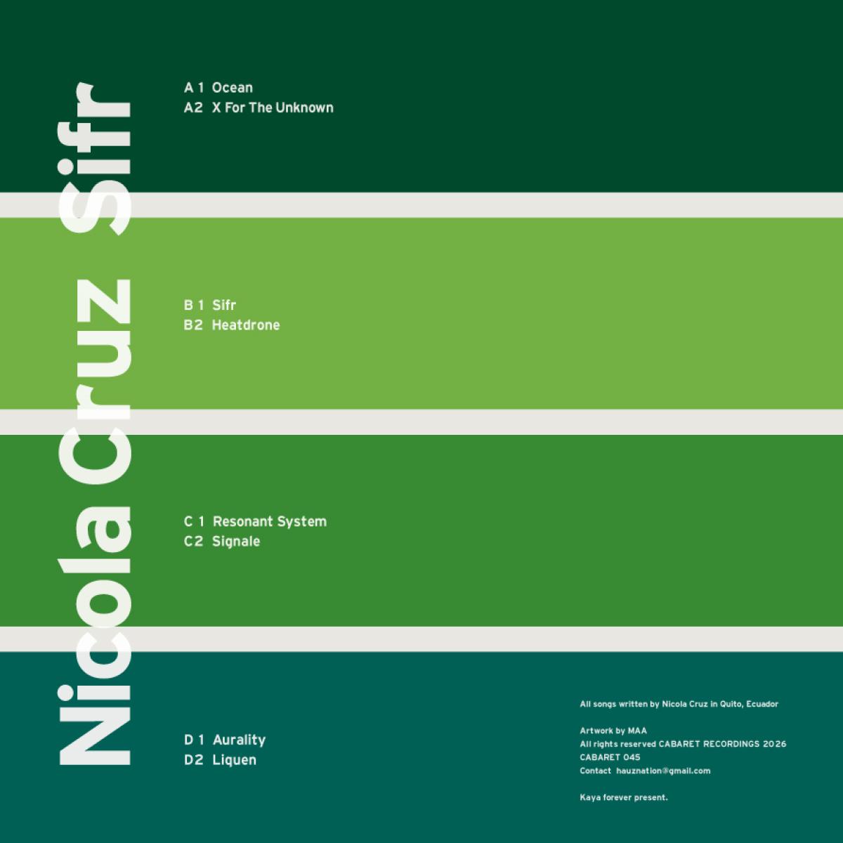 Nicola Cruz - (PRESALE 12/1/26) Sifr (VINYL 2xLP Cabaret) | NEW - TECH HOUSE *NEW*
