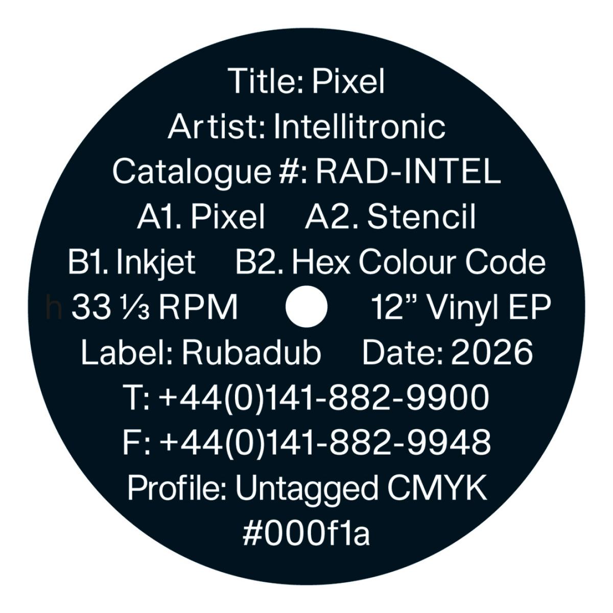 Intellitronic - (PRESALE 10/30/26) Pixel (CLEAR VINYL 12" Rubadub) | NEW - TECHNO/ELECTRO *NEW*