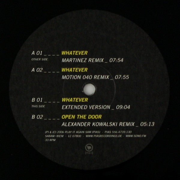 Sono - Whatever | Mint (M) Near Mint (NM) - TECHNO *NEW*
