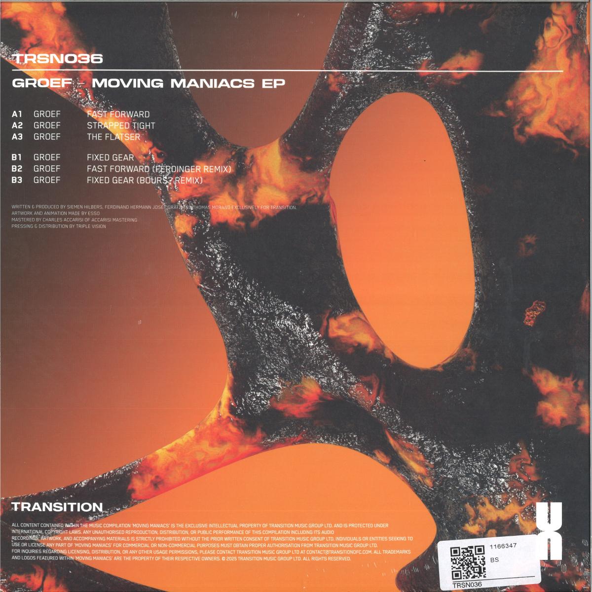 Groef - (PRESALE 10/9/26) Moving Maniacs (VINYL 12" Transition) | NEW - TECHNO *NEW*