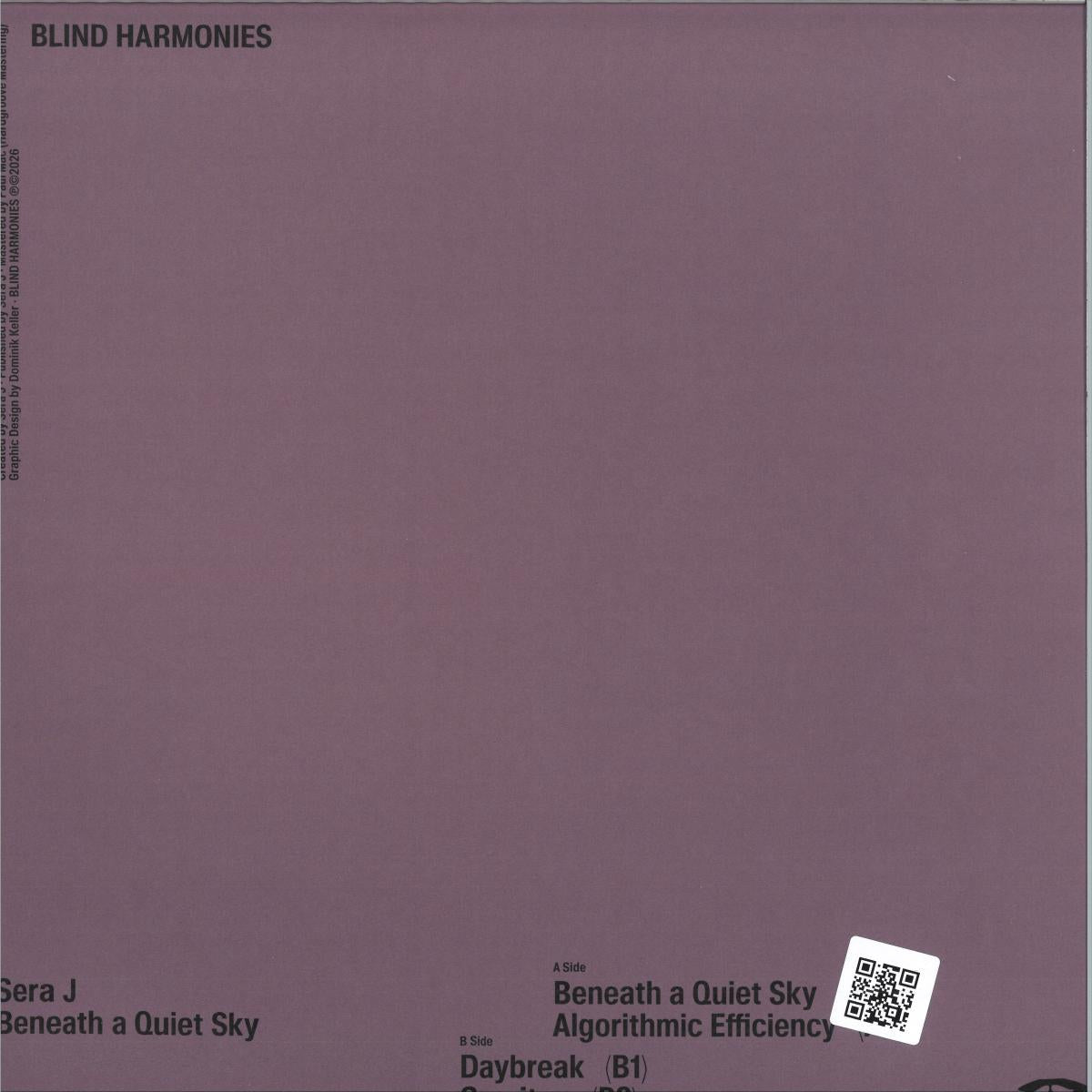 Sera J - Beneath A Quiet Sky (VINYL 12" Blind Harmonies) | NEW - TECHNO *NEW*
