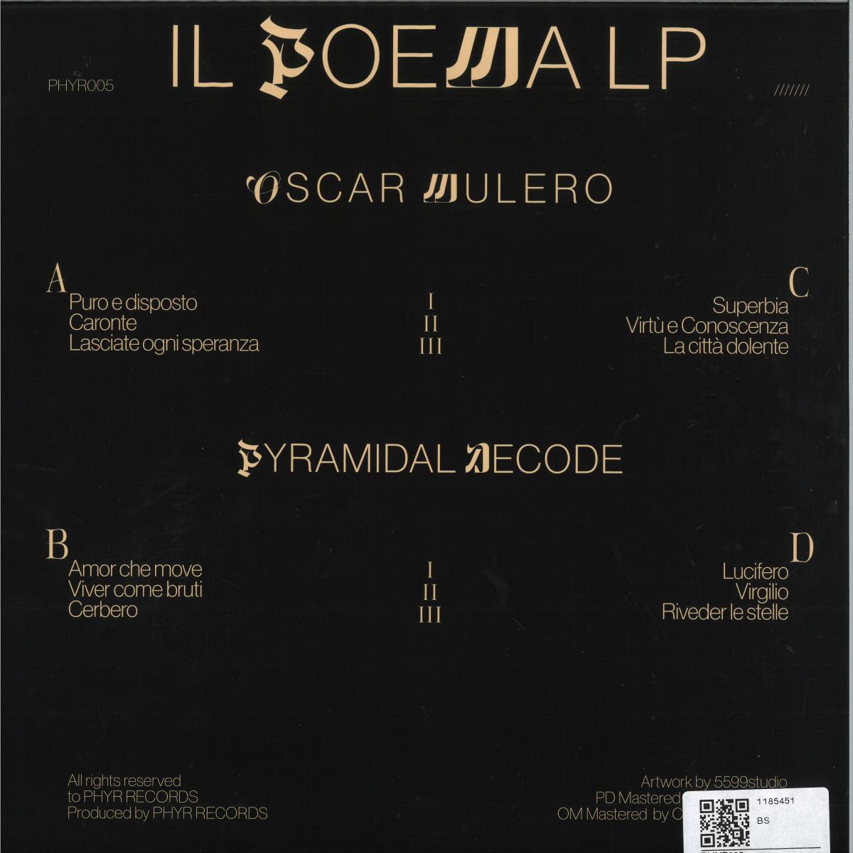 Oscar Mulero & Pyramidal Decode - Il Poema (VINYL 2x12" Phyr) | NEW - TECHNO *NEW*