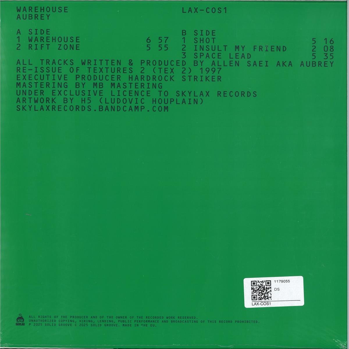 Aubrey - Warehouse (VINYL 12" Skylax) | NEW Mint (M) Mint (M) - TECHNO *SEALED*
