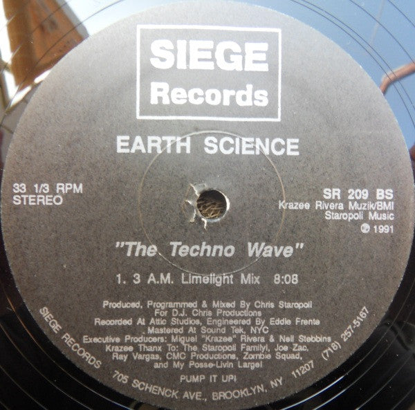 Earth Science - It's So Good (VINYL 12" SIEGE SR 209 1991) | USED Very Good Plus Plus (VG++) Generic - TECHNO / USED *VERY GOOD++*