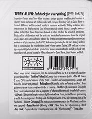 Terry Allen Lubbock (On Everything) Paradise Of Bachelors 2xLP, Album, RE, RM Mint (M) Mint (M)