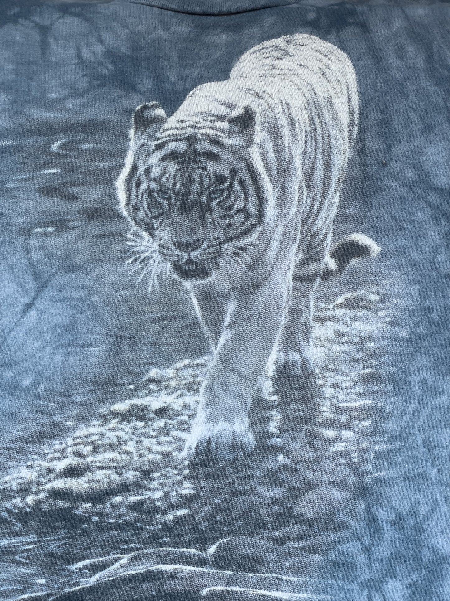 2004 White Tiger Nature Tie Dye Shirt | Men's 100% Cotton L Short Sleeve T-Shirt | Tie Dye
