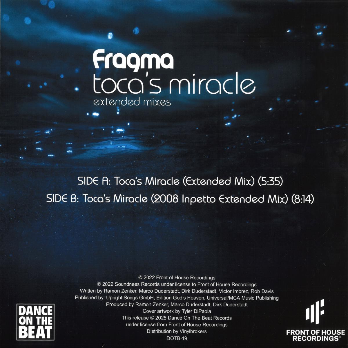Fragma - Toca's Miracle (Extended Mixes) (PURPLE VINYL 12" Dance On The Beat DOTB-19P 2026) | NEW - TRANCE *NEW/COLOR*