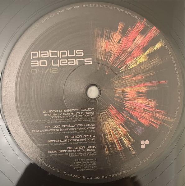 Platipus 30 Years 04/12 (VINYL 12") | Mint (M) Mint (M) - TRANCE *NEW*