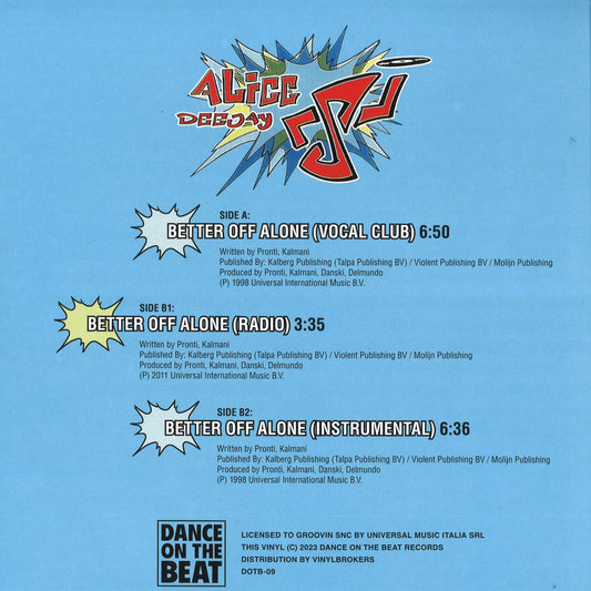 Alice Deejay - Better Off Alone (VINYL 12" Dance On The Beat DOTB-09 2023) | Mint (M) Mint (M) - TRANCE *NEW*
