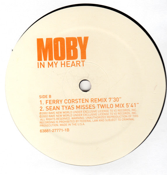 Moby - In This World / In My Heart | Excellent (EX) Excellent (EX) - TRANCE / USED *EXCELLENT*