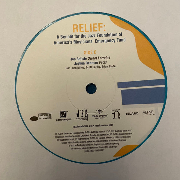 Relief A Benefit For The Jazz Foundation Of America's Musician's Emergency Fund | Mint (M) Mint (M) - JAZZ *NUMBERED, COLOR*
